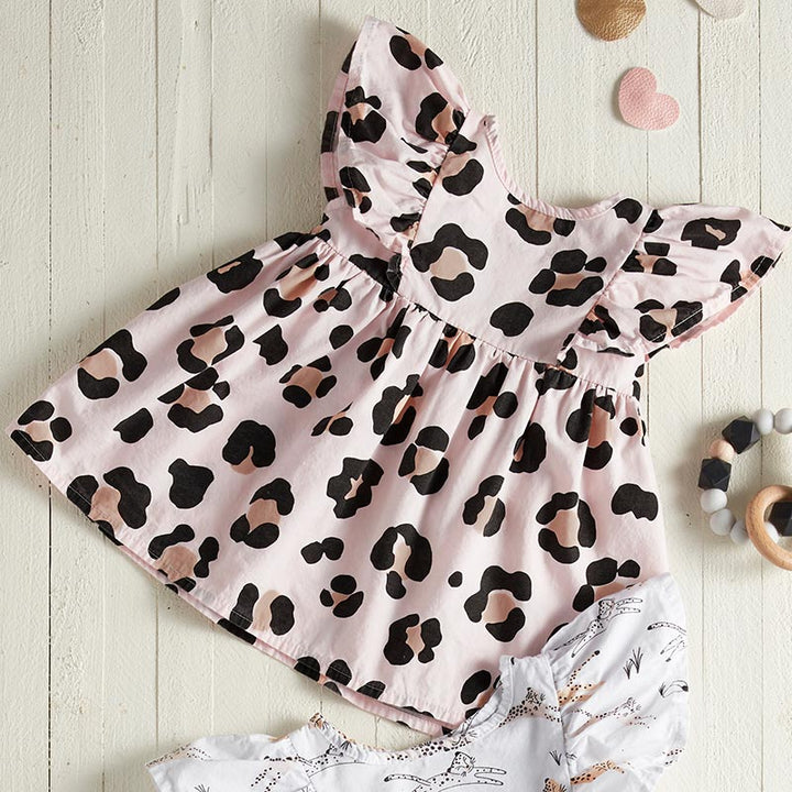 Flutter Sleeve Dress - Cheetah 3-6 Months