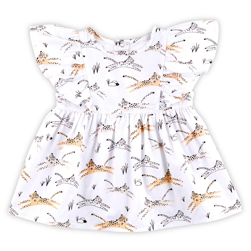 Flutter Sleeve Dress - Dancing Cheetah 6-12 Months