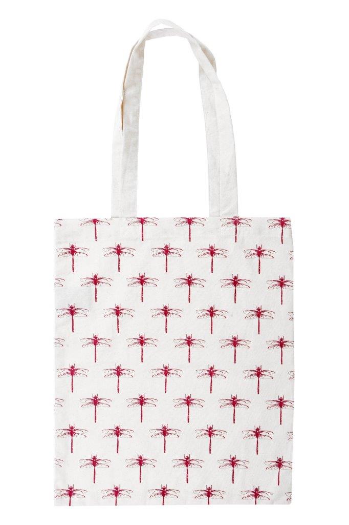 Red Dragonfly Organic Cotton Tote Bag