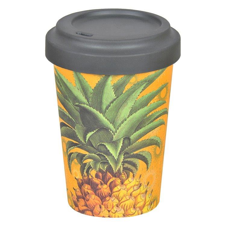 BAMBOO CUP W/LID PINEAPPLE 370ML