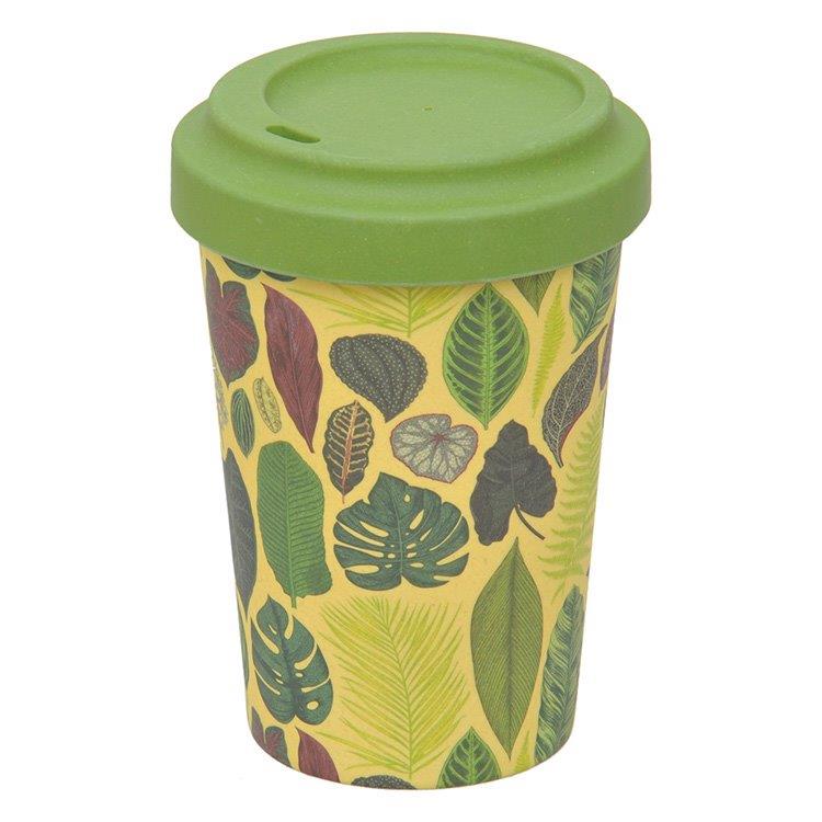 BAMBOO CUP W/LID BOTANICAL 370ML
