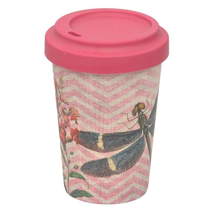 BAMBOO CUP W/LID DRAGONFLY 370ML