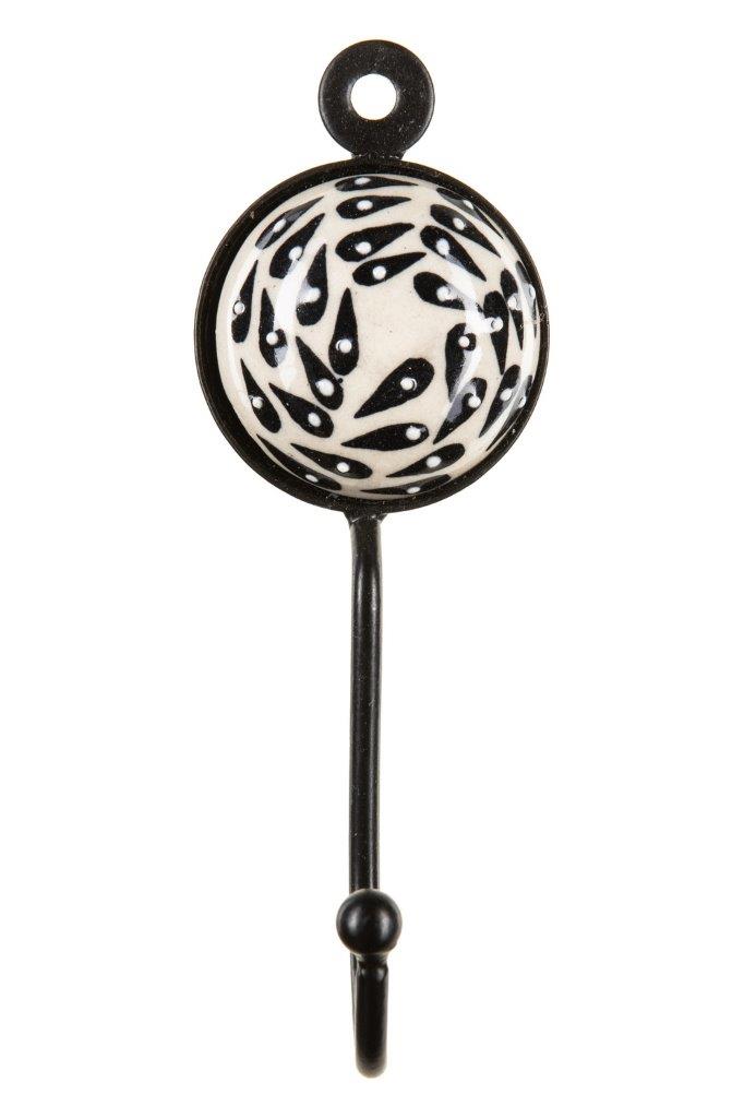 HOOK CERAMIC H/PAINTED BLACK SWIRL