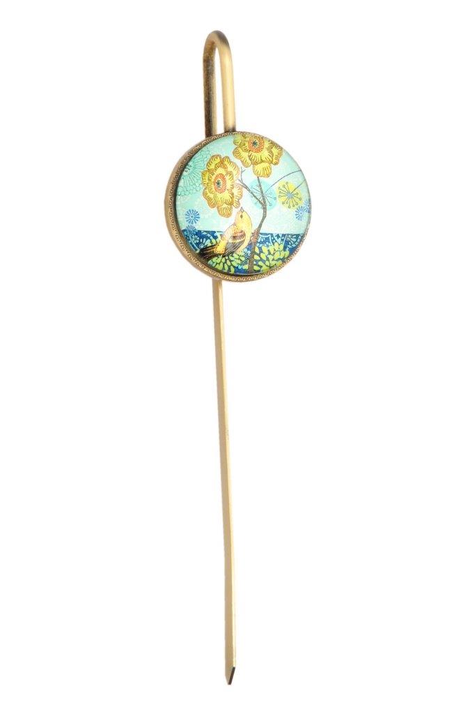Red Bird Glass & Brass Bookmark