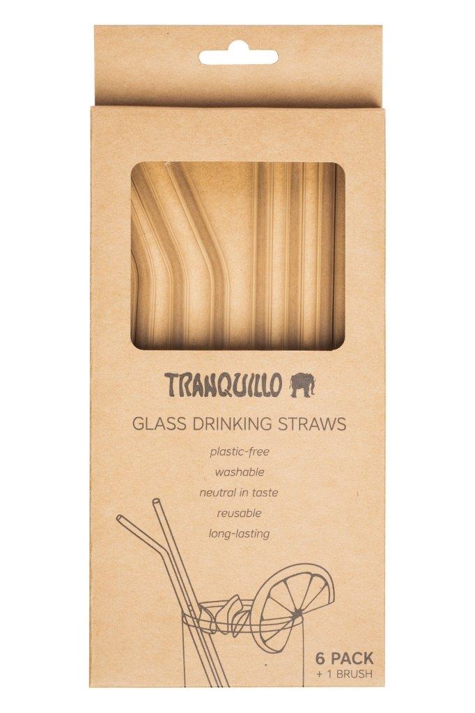 DRINKING STRAWS SET6 GLASS CLEAR