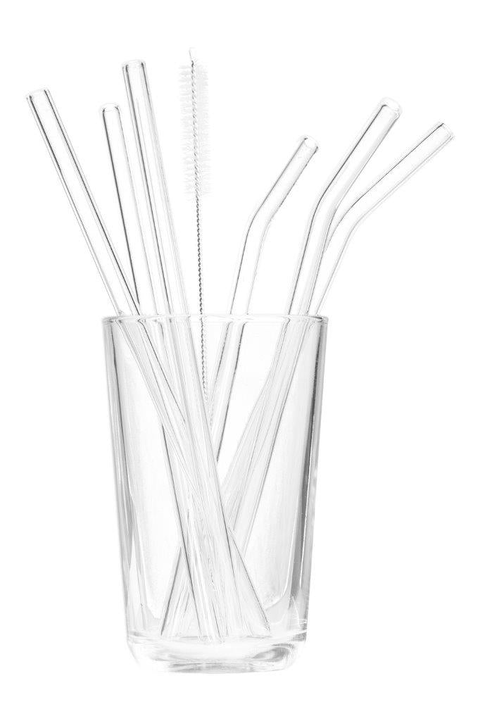 DRINKING STRAWS SET6 GLASS CLEAR