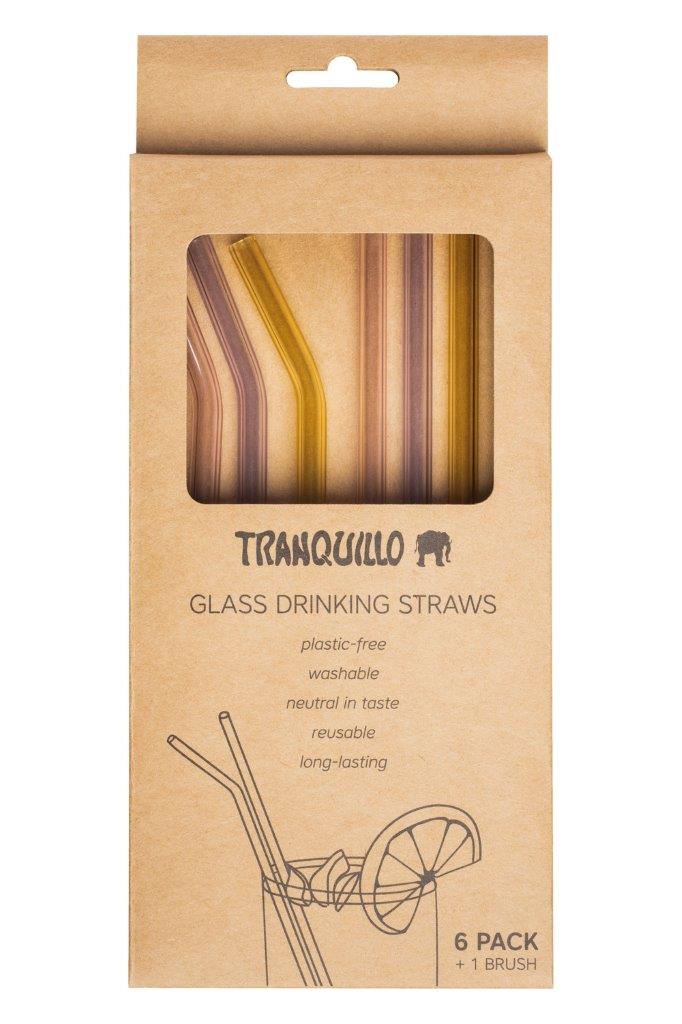 DRINKING STRAWS SET6 GLASS PASTEL