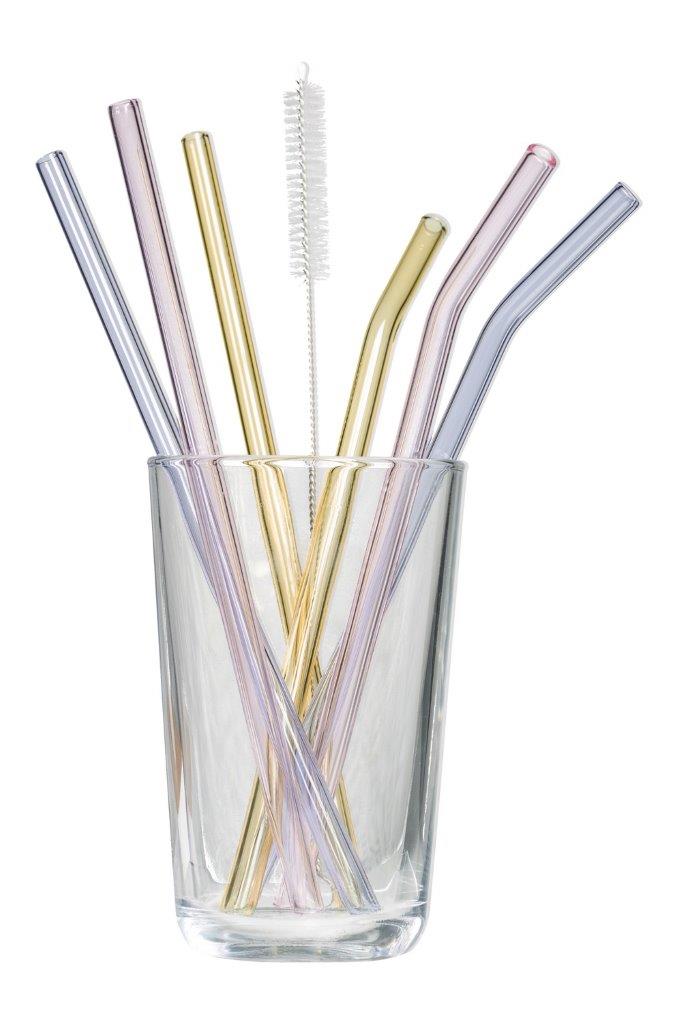DRINKING STRAWS SET6 GLASS PASTEL