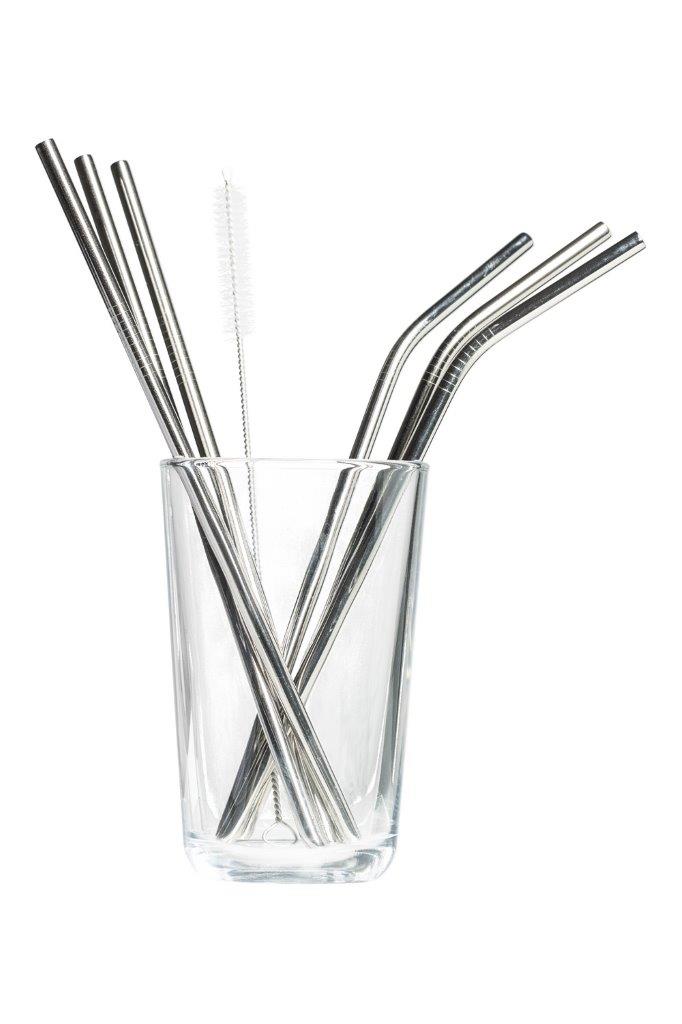 DRINKING STRAWS SET6 METAL SILVER