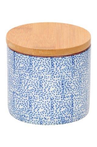 JAR WITH BAMBOO LID JAPANESE BLUE