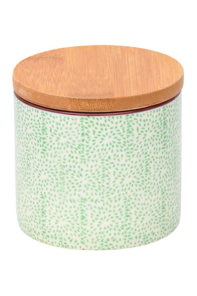 JAR WITH BAMBOO LID JAPANESE GREEN