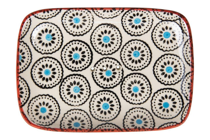 SOAP DISH BLUE DOT FLWRS