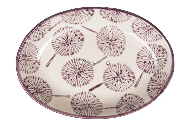 SOAP DISH OVAL PURPLE POMPOM