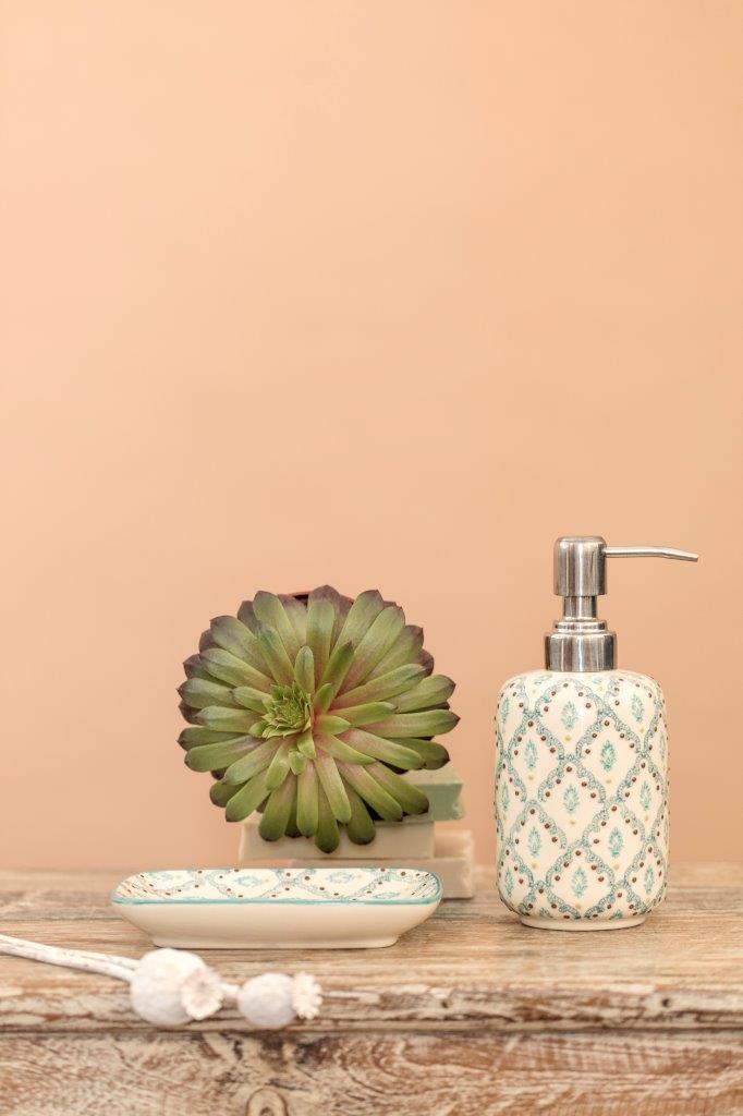 SOAP DISPENSER TEAL/BLU DIAMOND