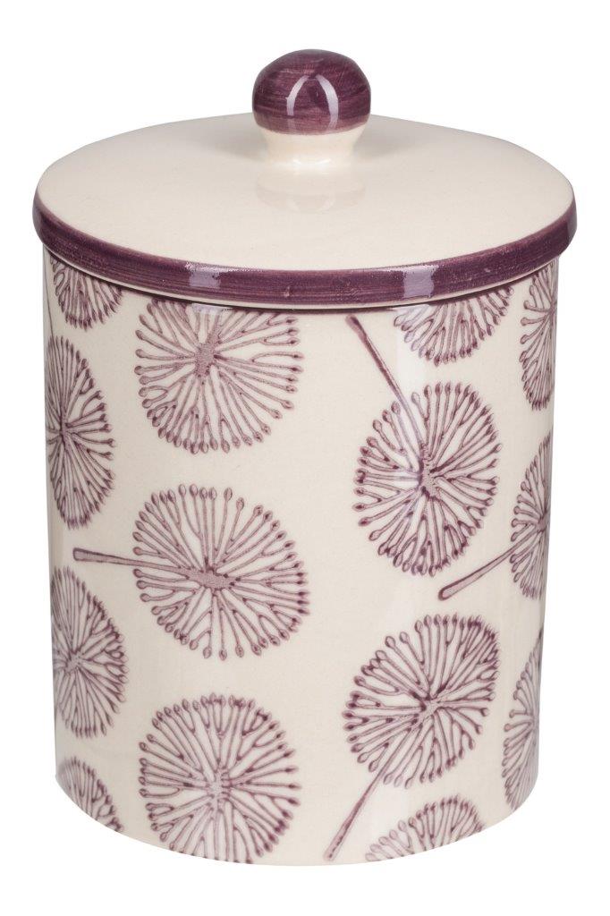 STORAGE JAR WITH LID PURPLE POMPOM