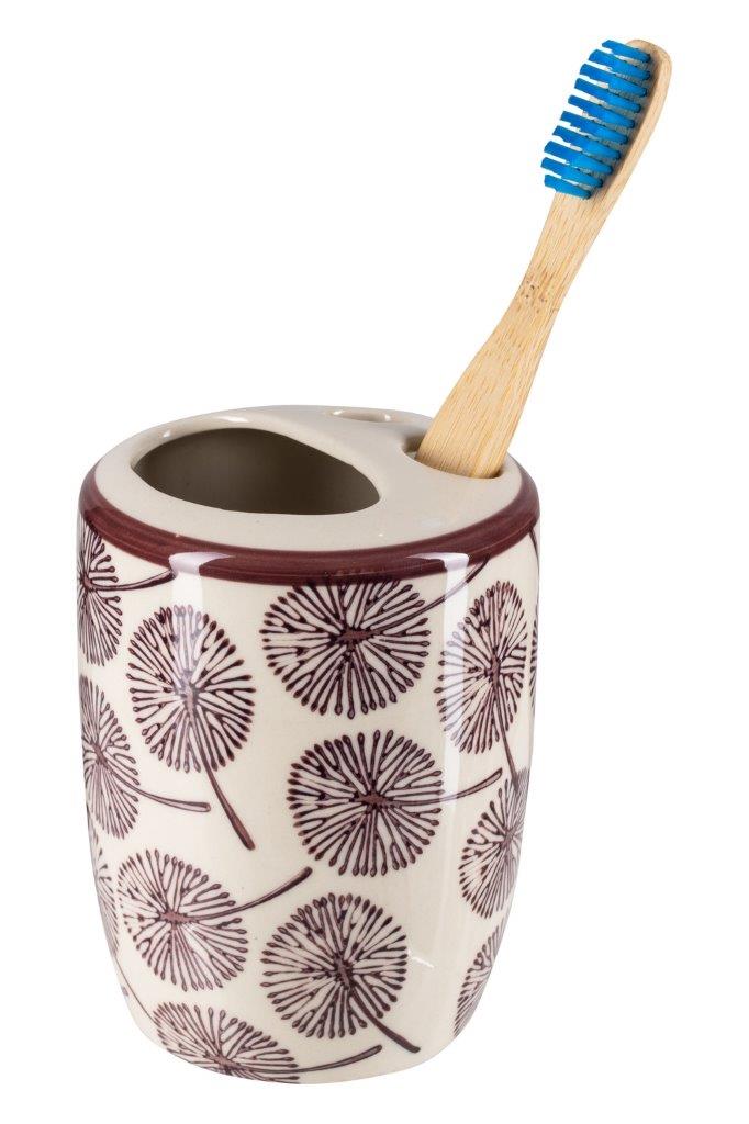 TOOTHBRUSH HOLDER PURPLE POMPOM