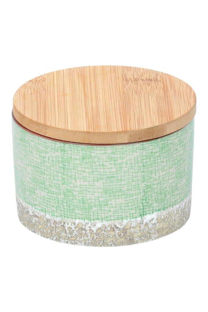 STORAGE JAR W/BAMBOO LID JAPANESE GRN
