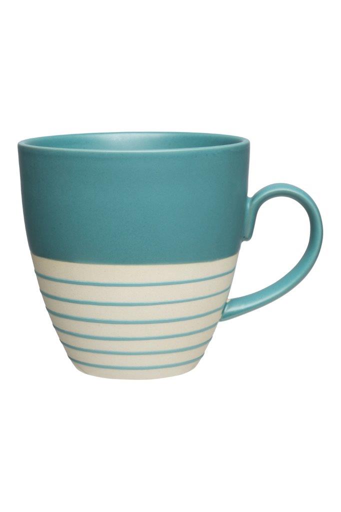 MUG TEAL STRIPES HANS 500ML