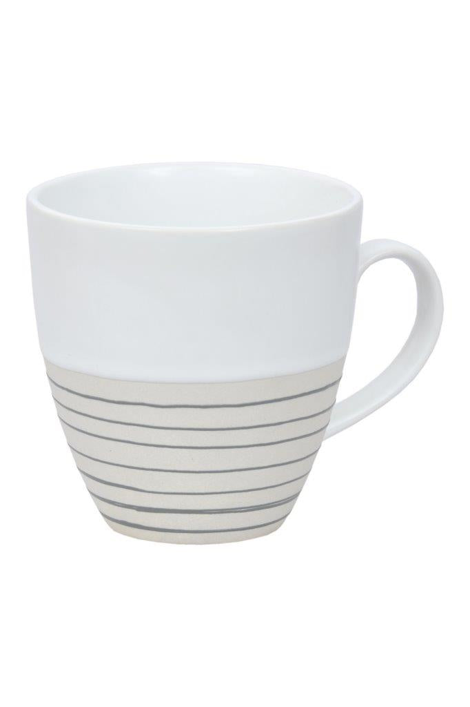 MUG WHT/GRY STRIPES 500ML