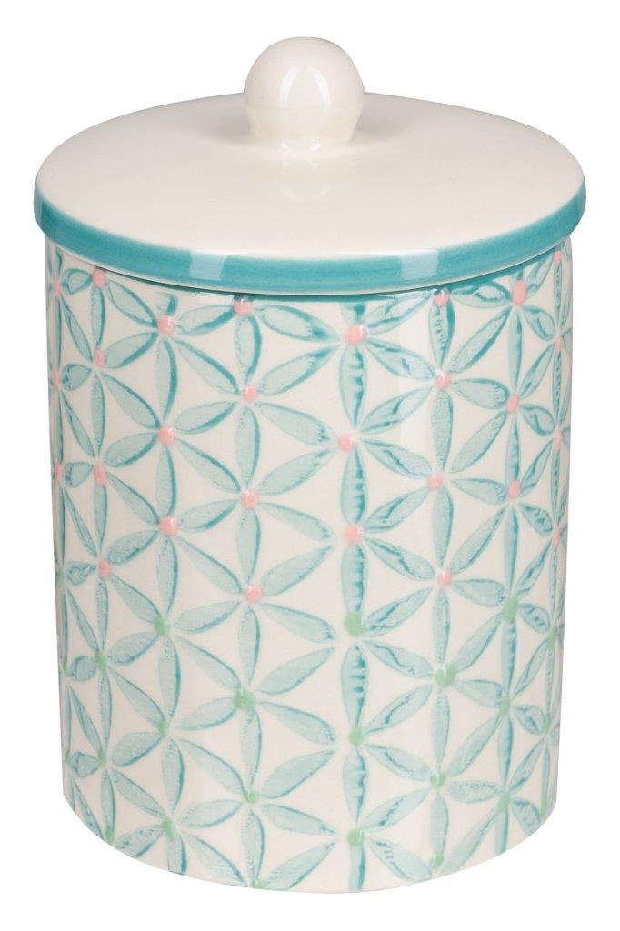 STORAGE JAR W/LID GRN STARFISH LOU