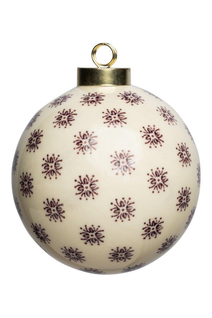 DEC PORCELAIN BALL PUR/CHRYSTALS 8CM