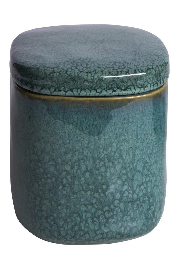 STORAGE JAR W/LID STONEWARE EMERALD