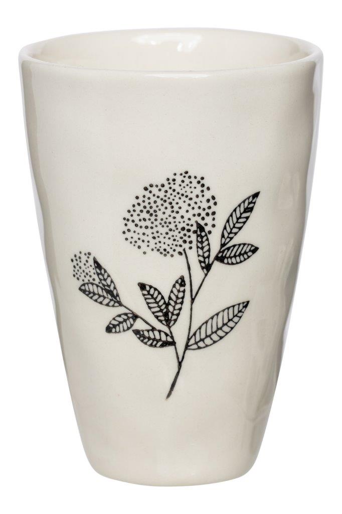 MUG BLK & WHT DOTTED FLOWER 300M
