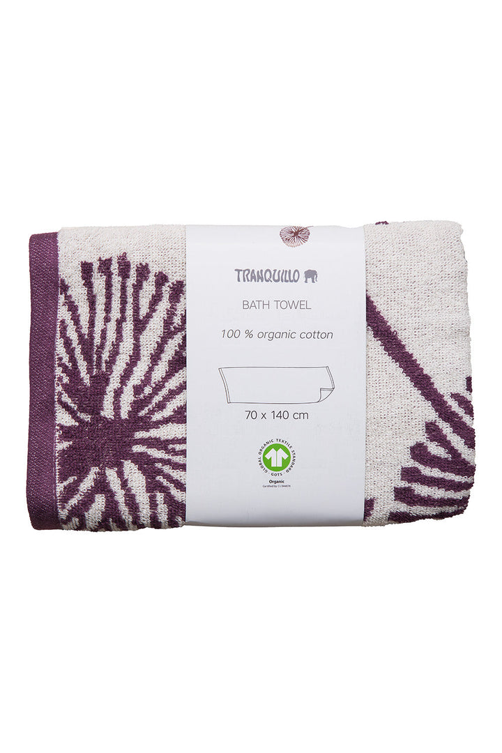 BATH TOWEL PURPLE POMPOM