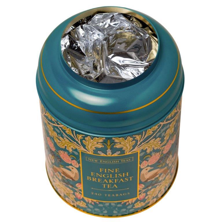 Song Thrush & Berries Tea Caddy - Teal 240 EB Teabags