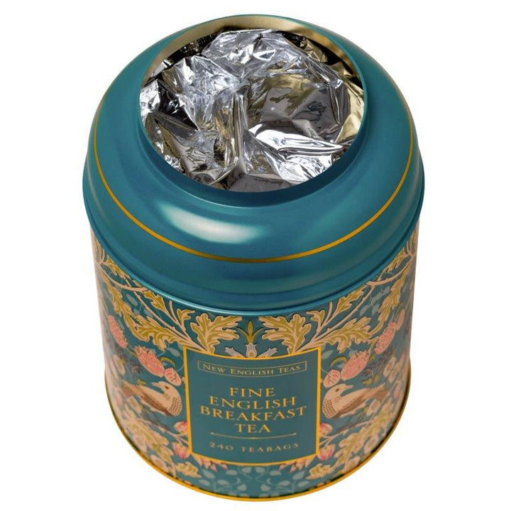 Song Thrush & Berries Tea Caddy - Teal 240 EB Teabags