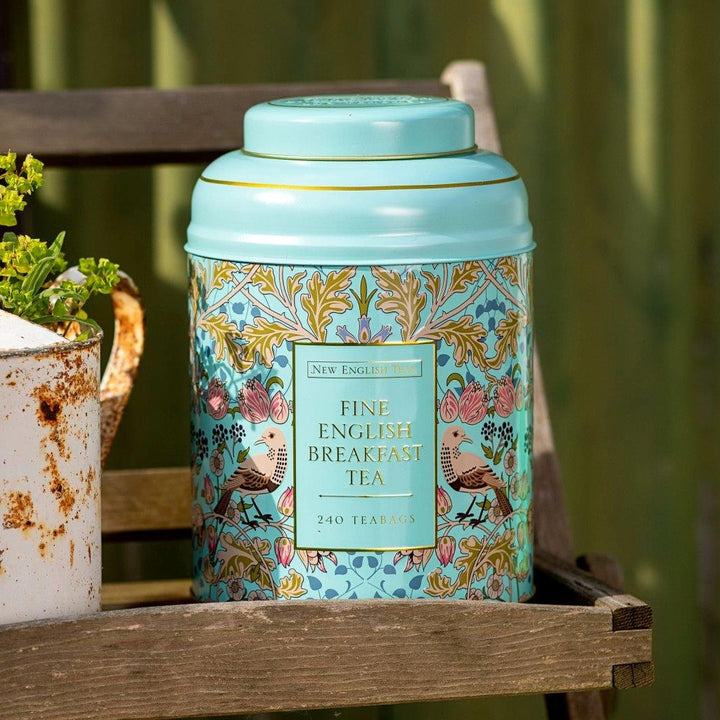 Song Thrush & Berries Tea Caddy - Mint Green  240 EB Teabags