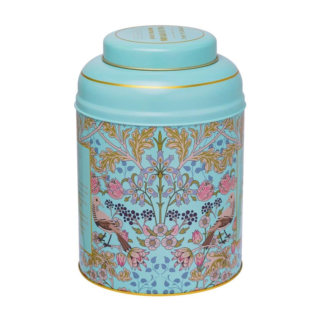 Song Thrush & Berries Tea Caddy - Mint Green  240 EB Teabags