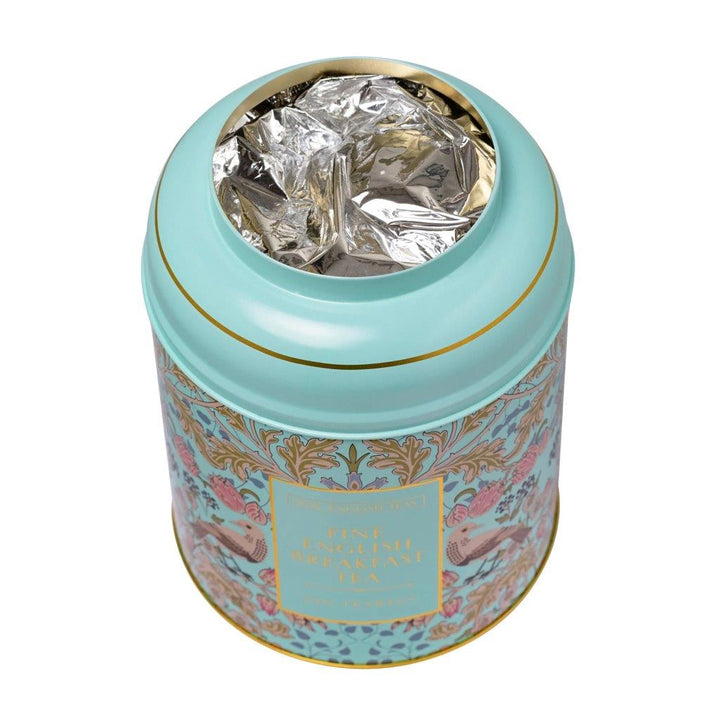 Song Thrush & Berries Tea Caddy - Mint Green  240 EB Teabags