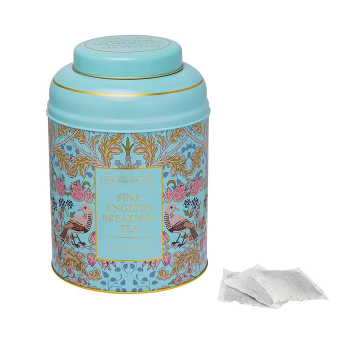 Song Thrush & Berries Tea Caddy - Mint Green  240 EB Teabags