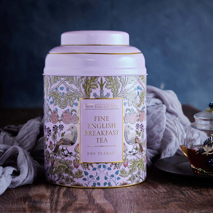 Song Thrush & Berries Tea Caddy - Pink  240 EB Teabags
