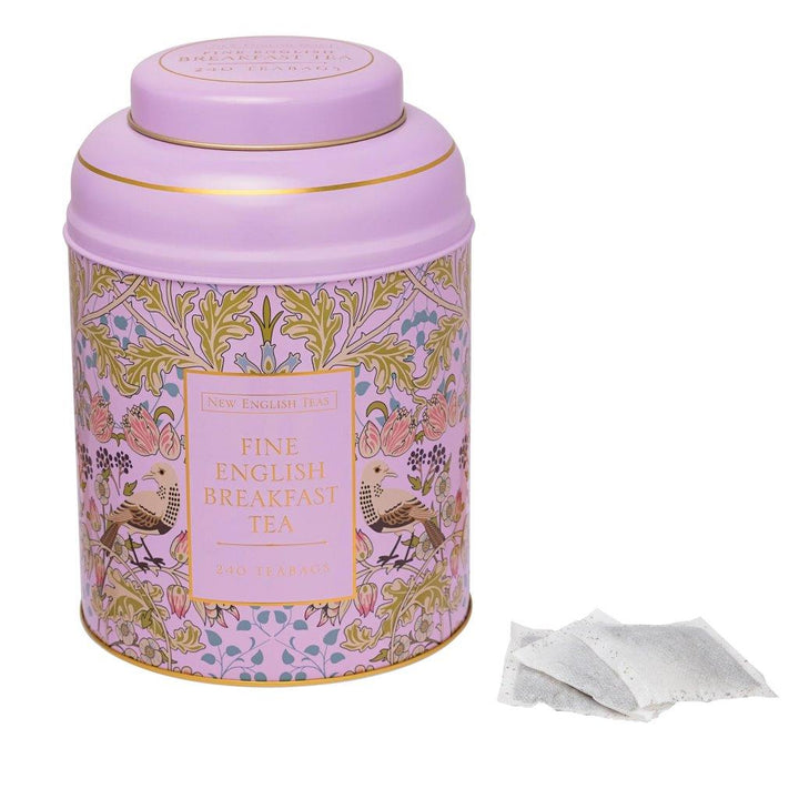 Song Thrush & Berries Tea Caddy - Pink  240 EB Teabags