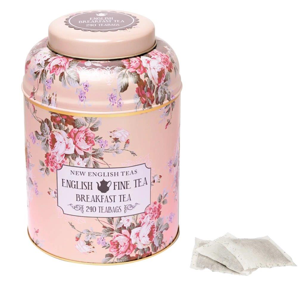 Vintage Floral Deluxe Tea Caddy - Blush  240 EB Teabags