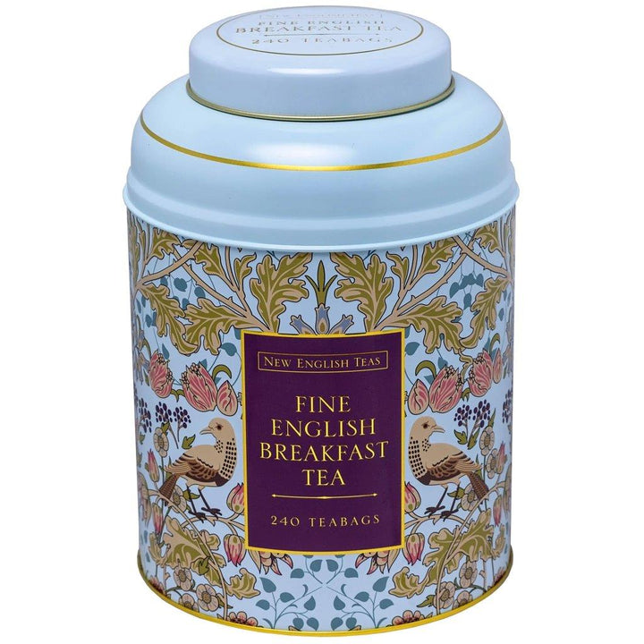 Song Thrush & Berries Tea Caddy - Pale Blue  240 EB Teabags