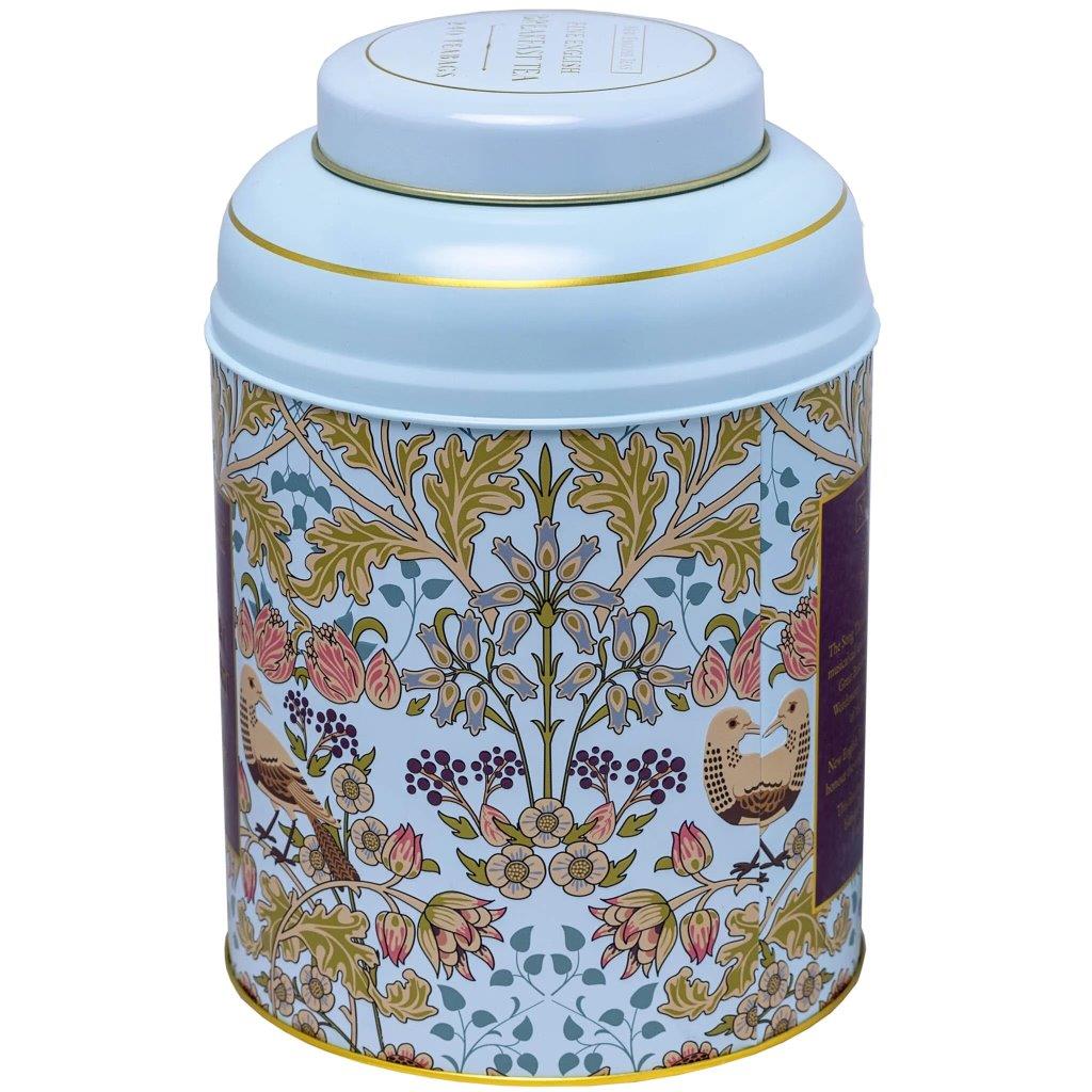 Song Thrush & Berries Tea Caddy - Pale Blue  240 EB Teabags