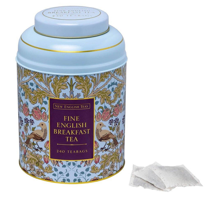 Song Thrush & Berries Tea Caddy - Pale Blue  240 EB Teabags