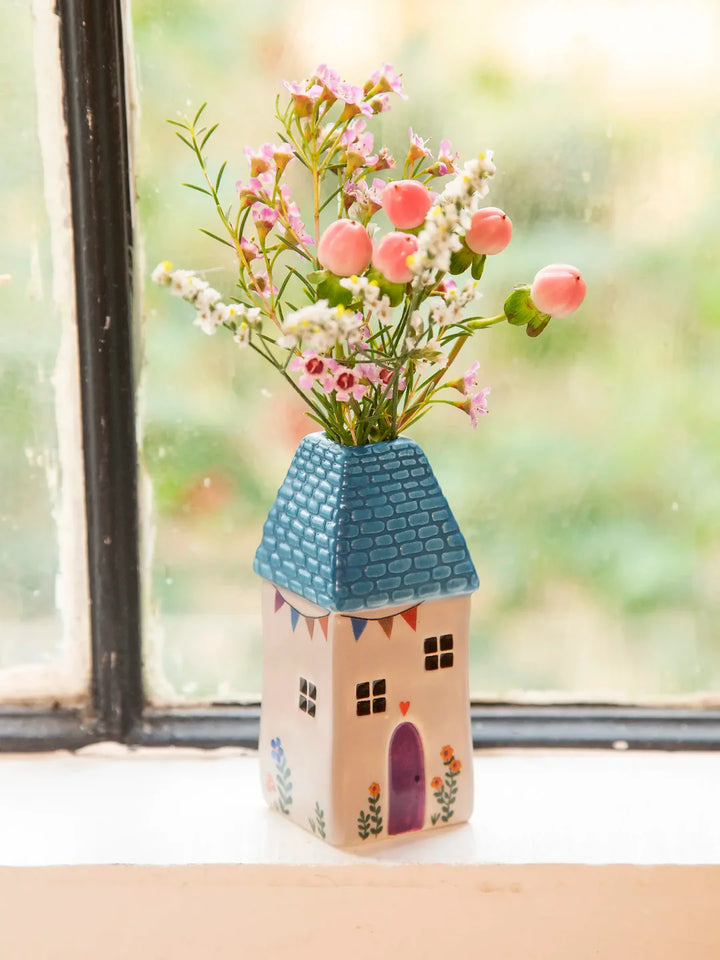 Cottage Bud Vase -Teal Cottage