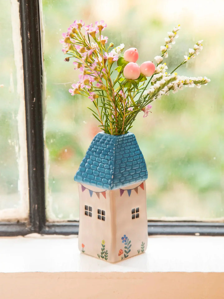 Cottage Bud Vase -Teal Cottage