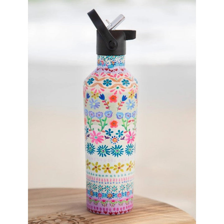 On The Go Water Bottle - Cream Border