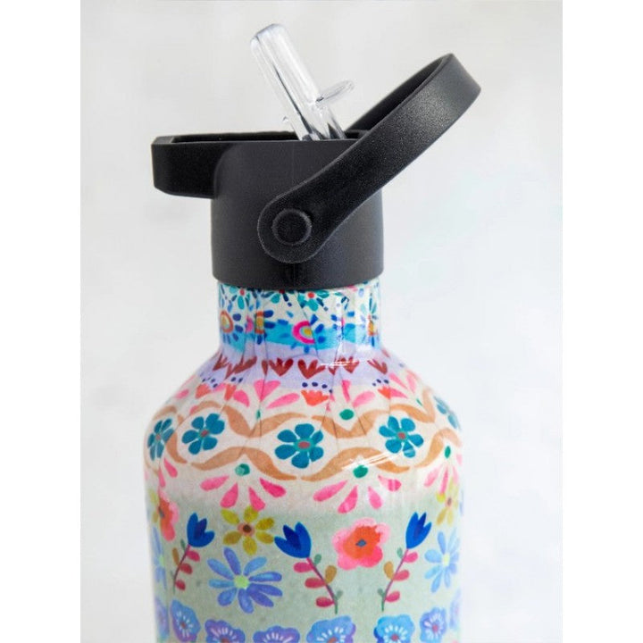 On The Go Water Bottle - Cream Border