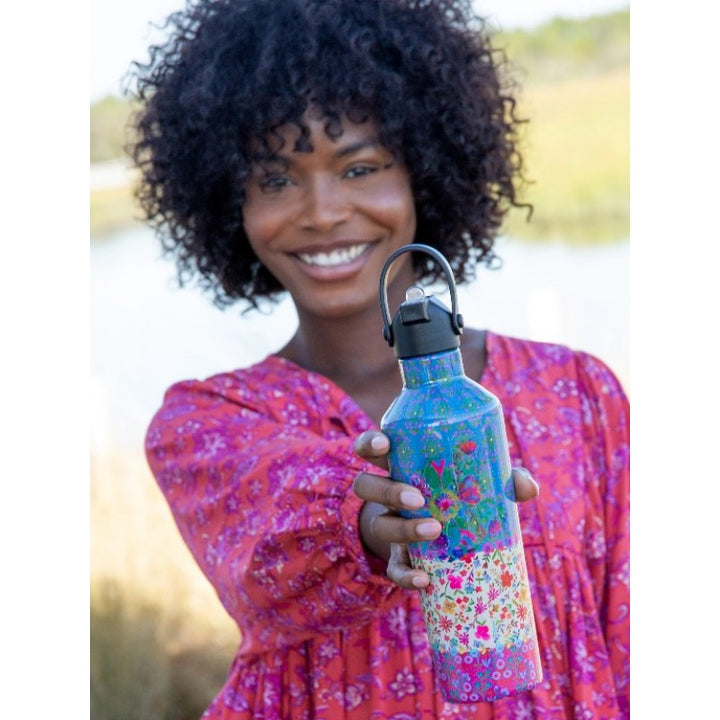On The Go Water Bottle - Floral Border