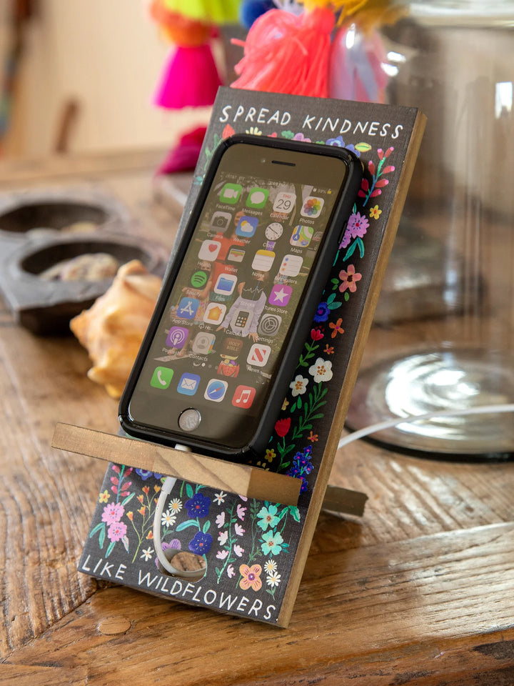 PHONE STAND WOOD SPREAD WILDFLOWERS
