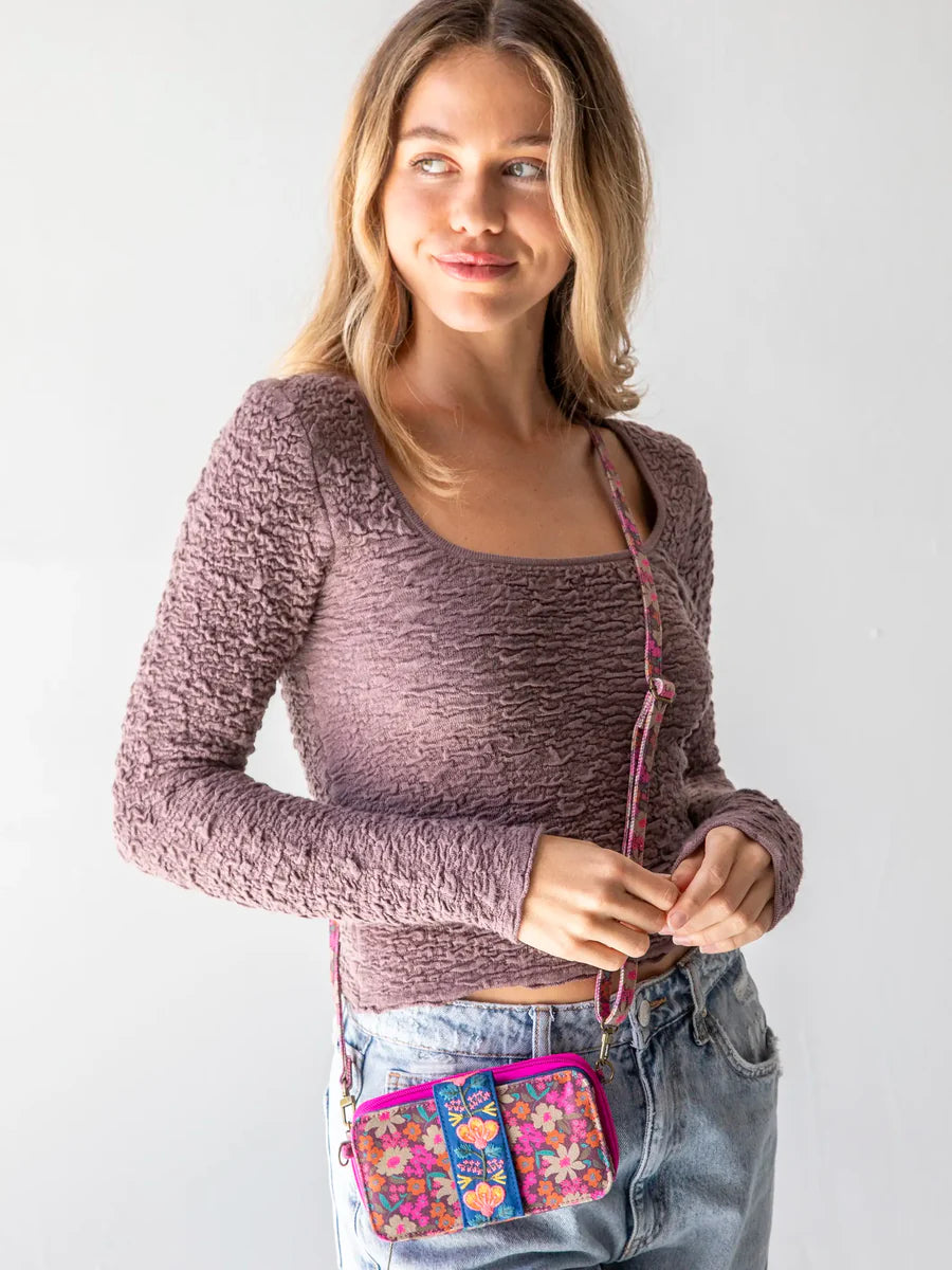 Wristlet Wallet - Plum Cream