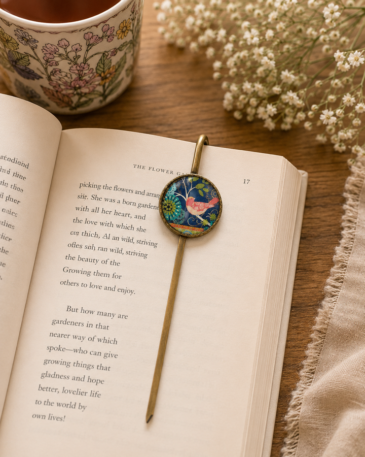 Hummingbird Glass & Brass Bookmark