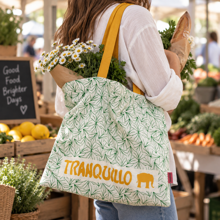 Green Botanical Organic Cotton Tote Bag