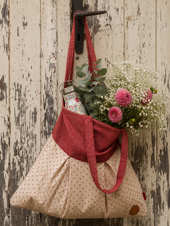 BAG TOTE CARRIER LINE BEIGE RED